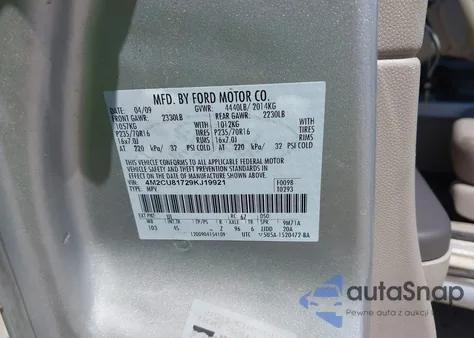 2009 Mercury Mariner I4 из США, поврежденный, VIN 4M2CU81729KJ19921